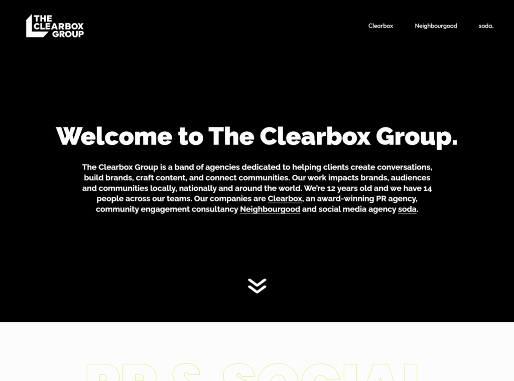 Landing page design for The Clearbox Group by Mac Studios